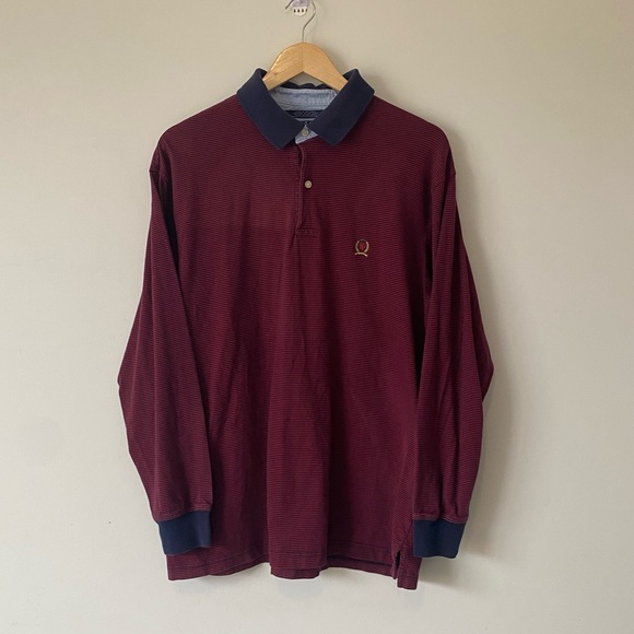 ⛔️Sold⛔️Tommy Hilfiger Men Red Long Sleeve 100% Cotton Casual Polo T Shirt Sz XL - Picture 2 of 9